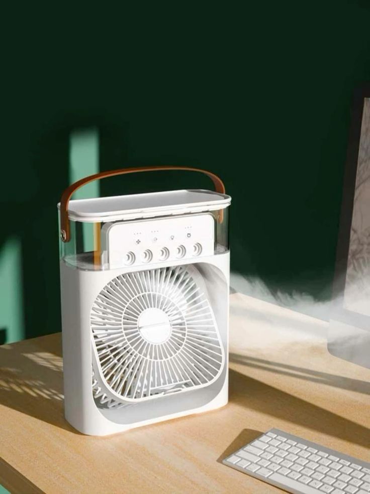 Portable Air Cooler Fan with Mist Humidifier – USB Rechargeable Mini Cooling Fan