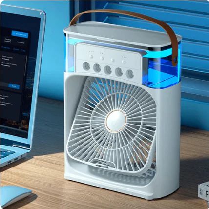 Portable Air Cooler Fan with Mist Humidifier – USB Rechargeable Mini Cooling Fan